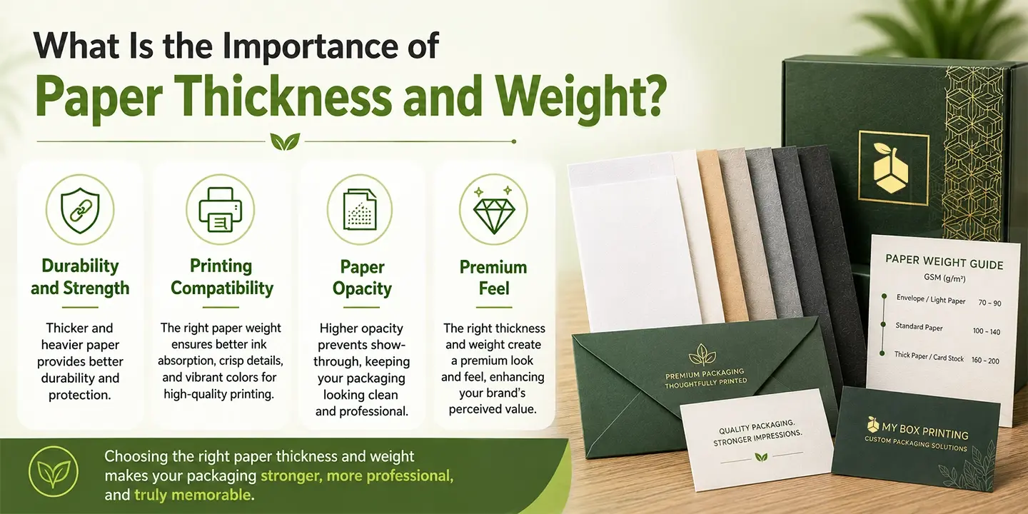 4 key benefits of paper stock selection: durability, printing compatibility, opacity, and premium brand feel