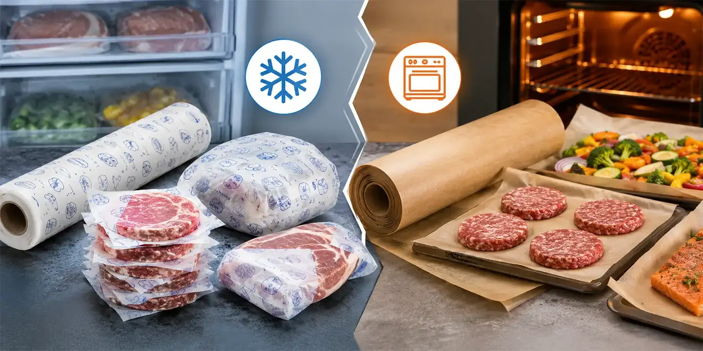 wax paper for freezing food storage and parchment paper for food storage