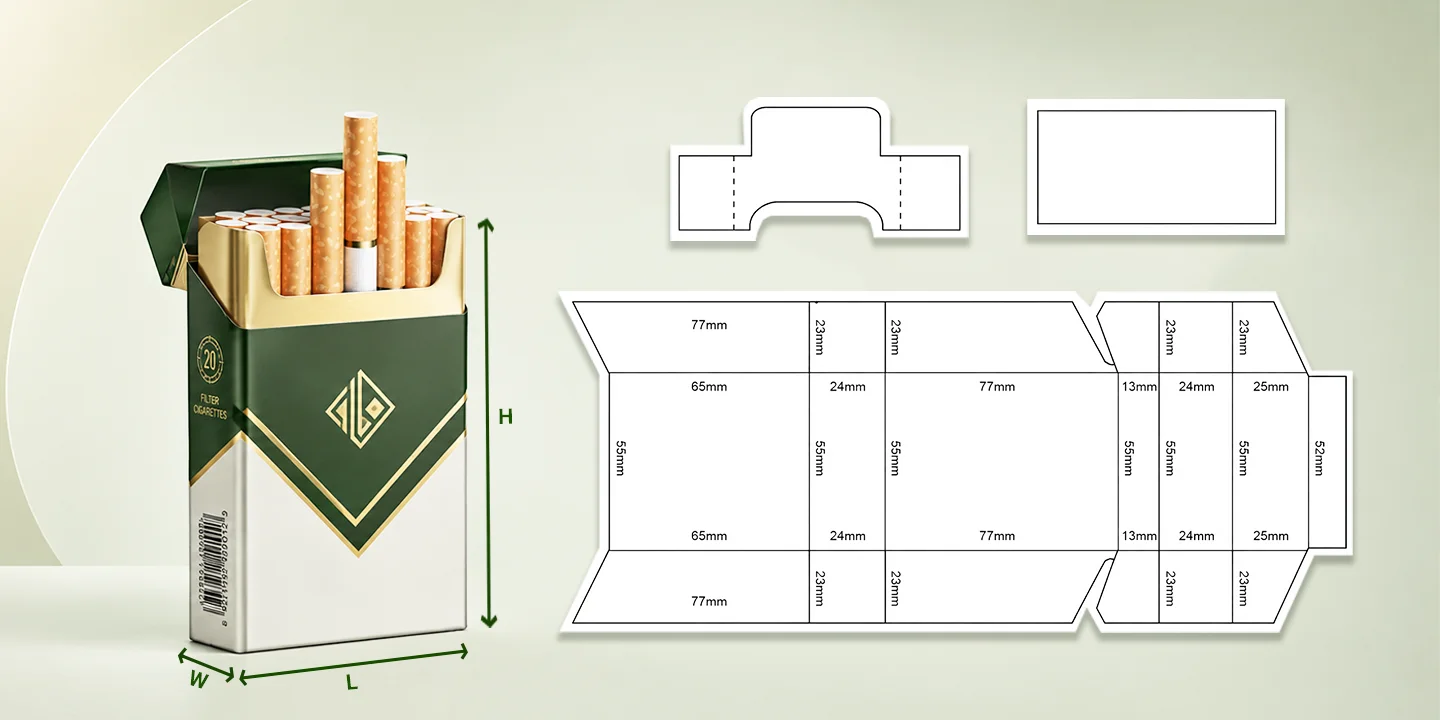cigarette box deminsions and sizes