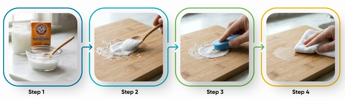 baking soda and coconut oil method to remove sticker residue from plastic and wood
