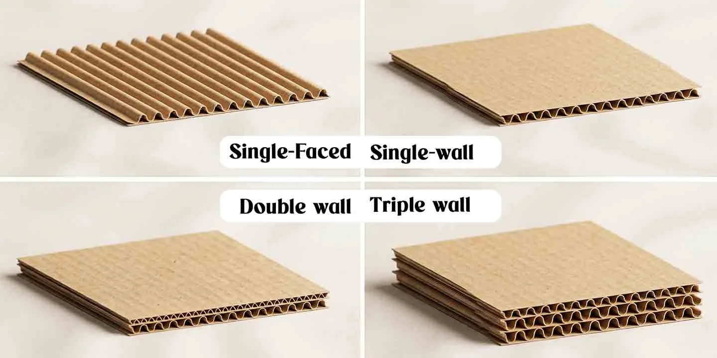4 different types of corrugated cardboard