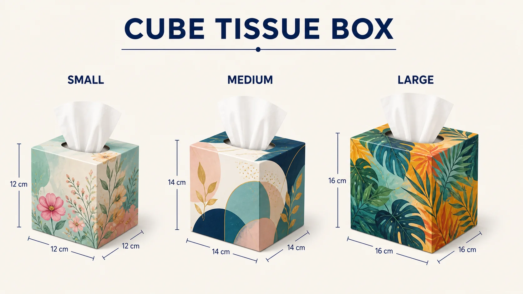 cube tissue box dimensions