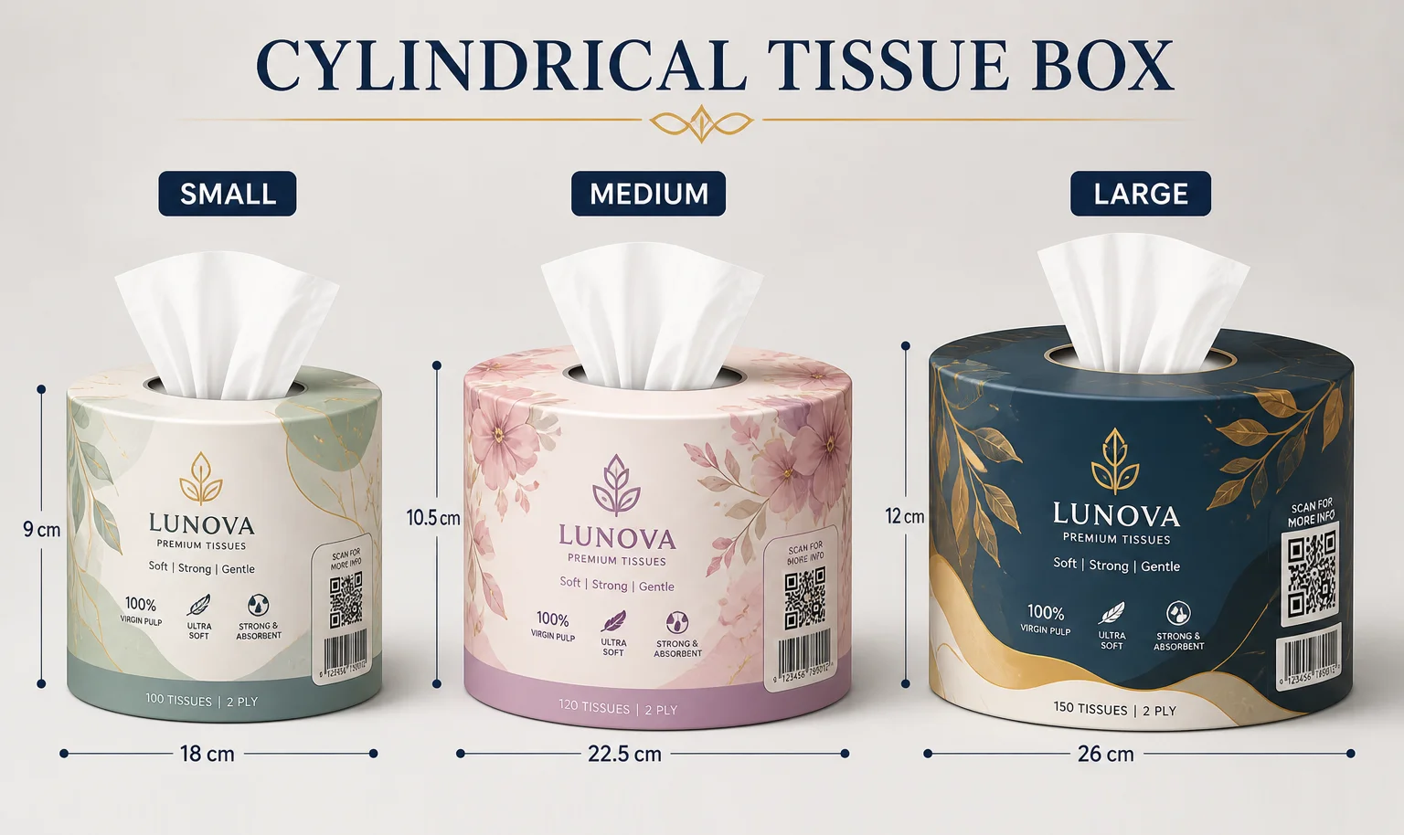 cylindrical tissue box dimension
