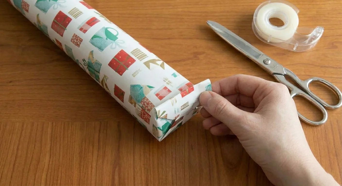 fold wrapping paper from the bottom base