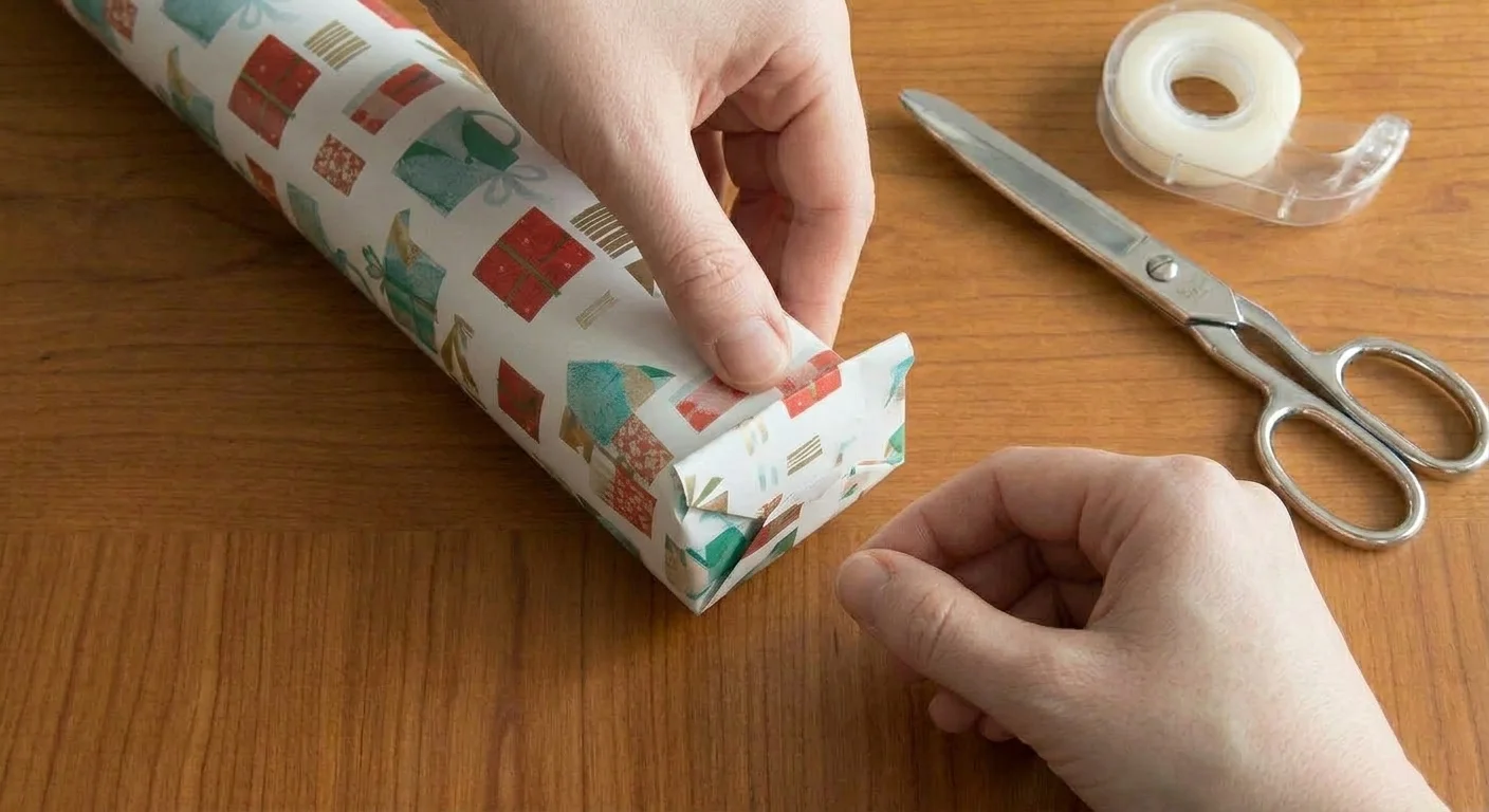 fold wrapping paper in the diamond shape from the bottom
