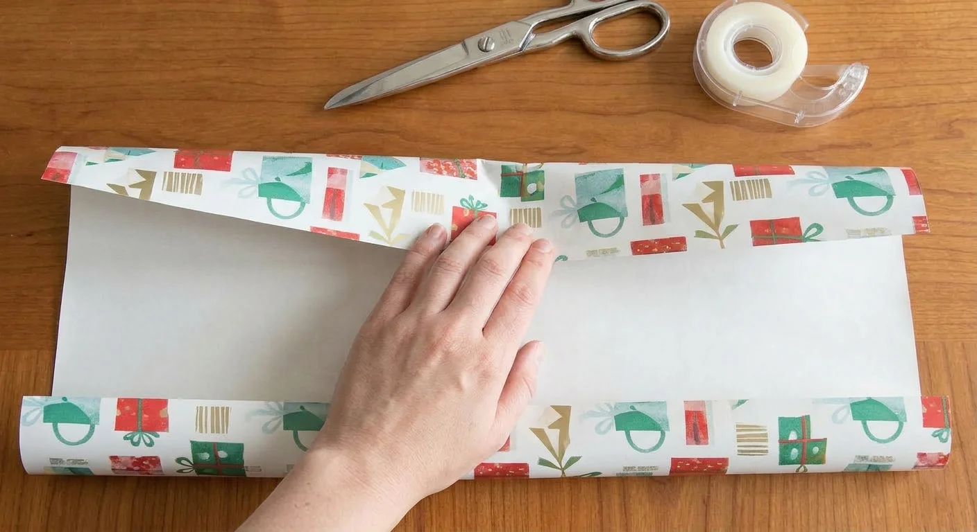 fold wrapping paper to center