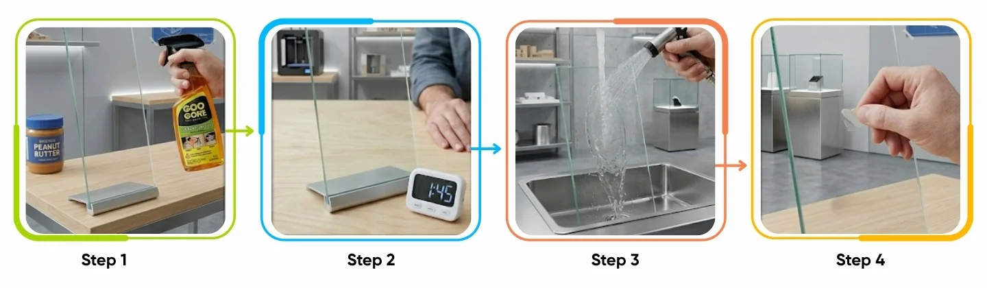 clean sticker residue from vertical surfaces with goo gone