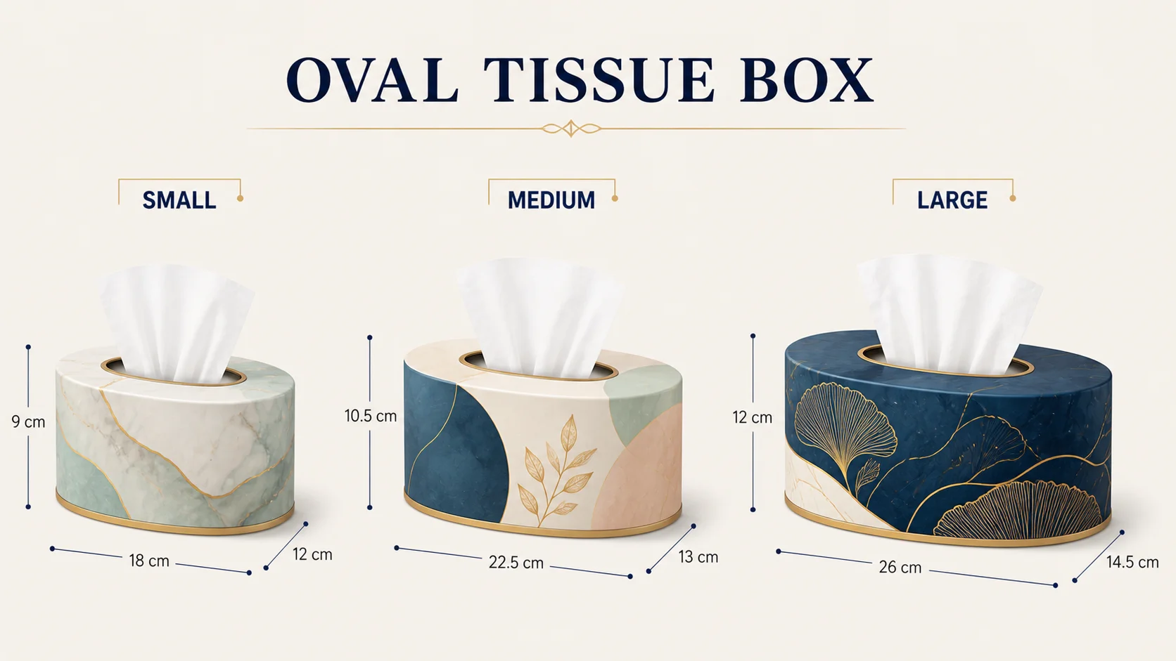 oval tissue box dimension
